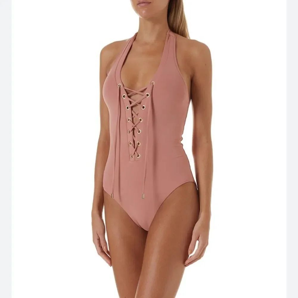 NWT Melissa Odabash Puerto Rico HS Dusty Rose One-Piece Swimsuit Size 10